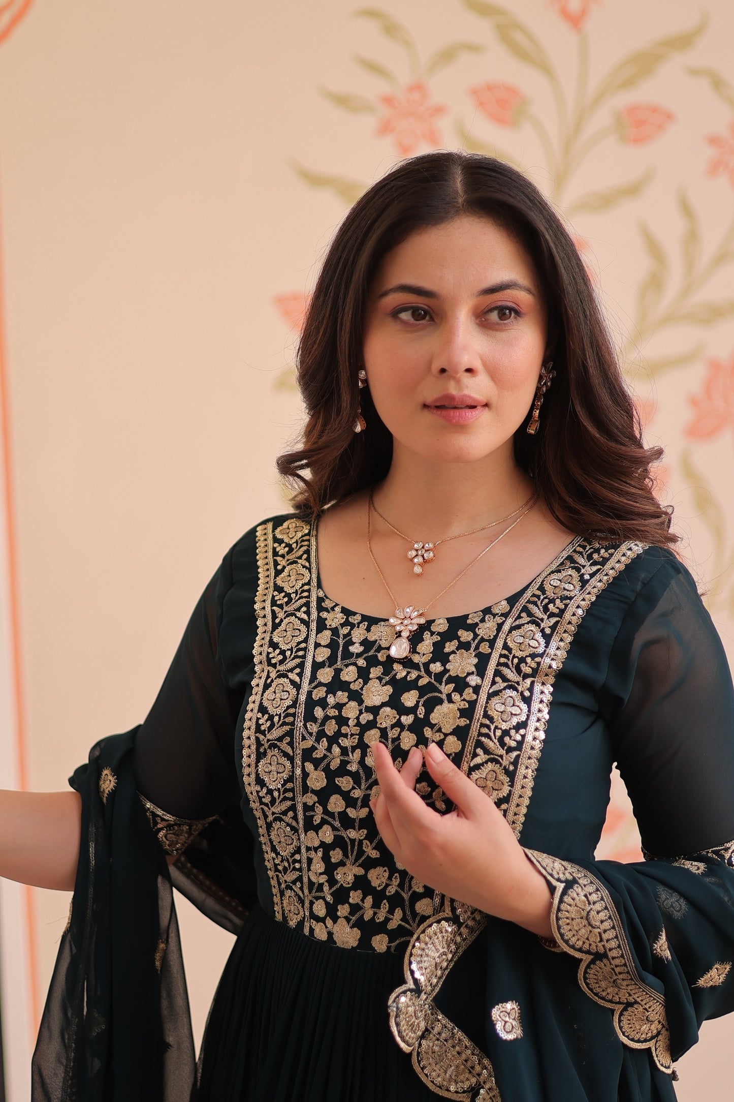 Crimson Royale Embroidered Anarkali Set