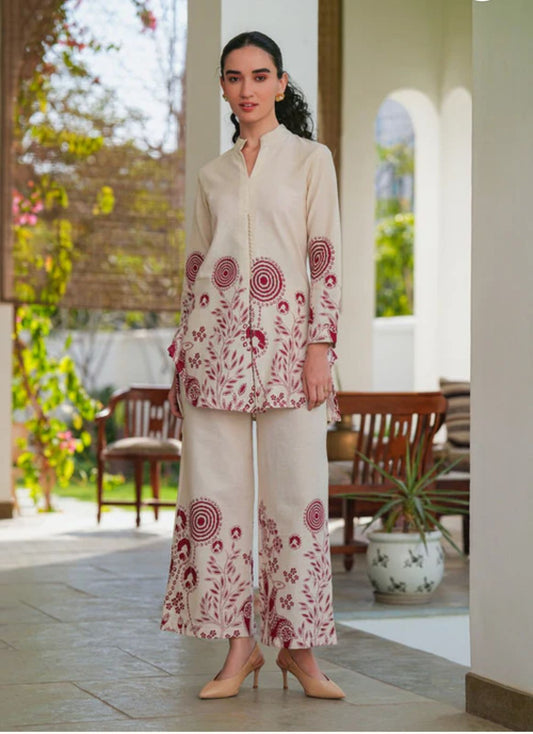 Ivory Rouge Floral Embroidered Co-ord Set