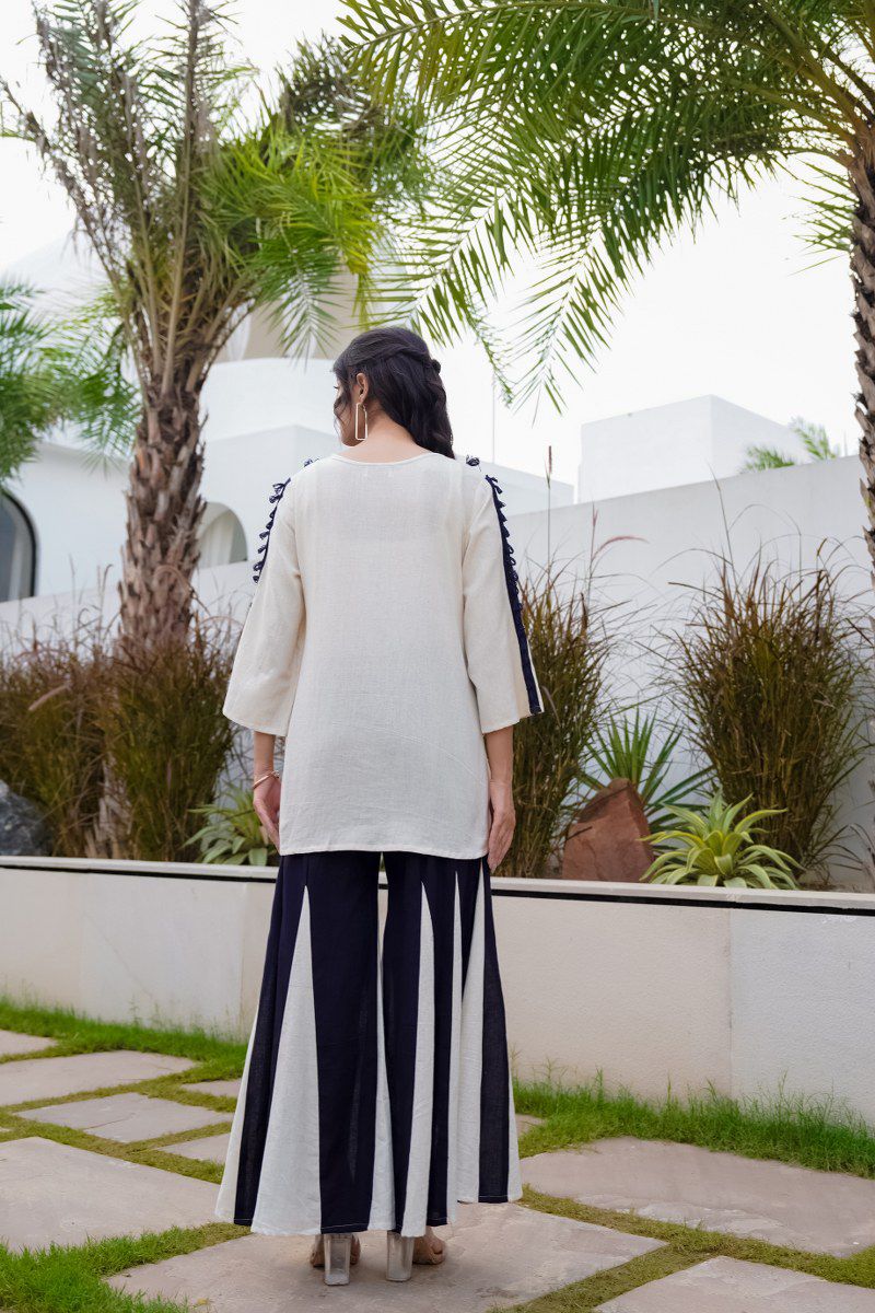 Ivory Elegance Embroidered Cotton Co-Ord Set