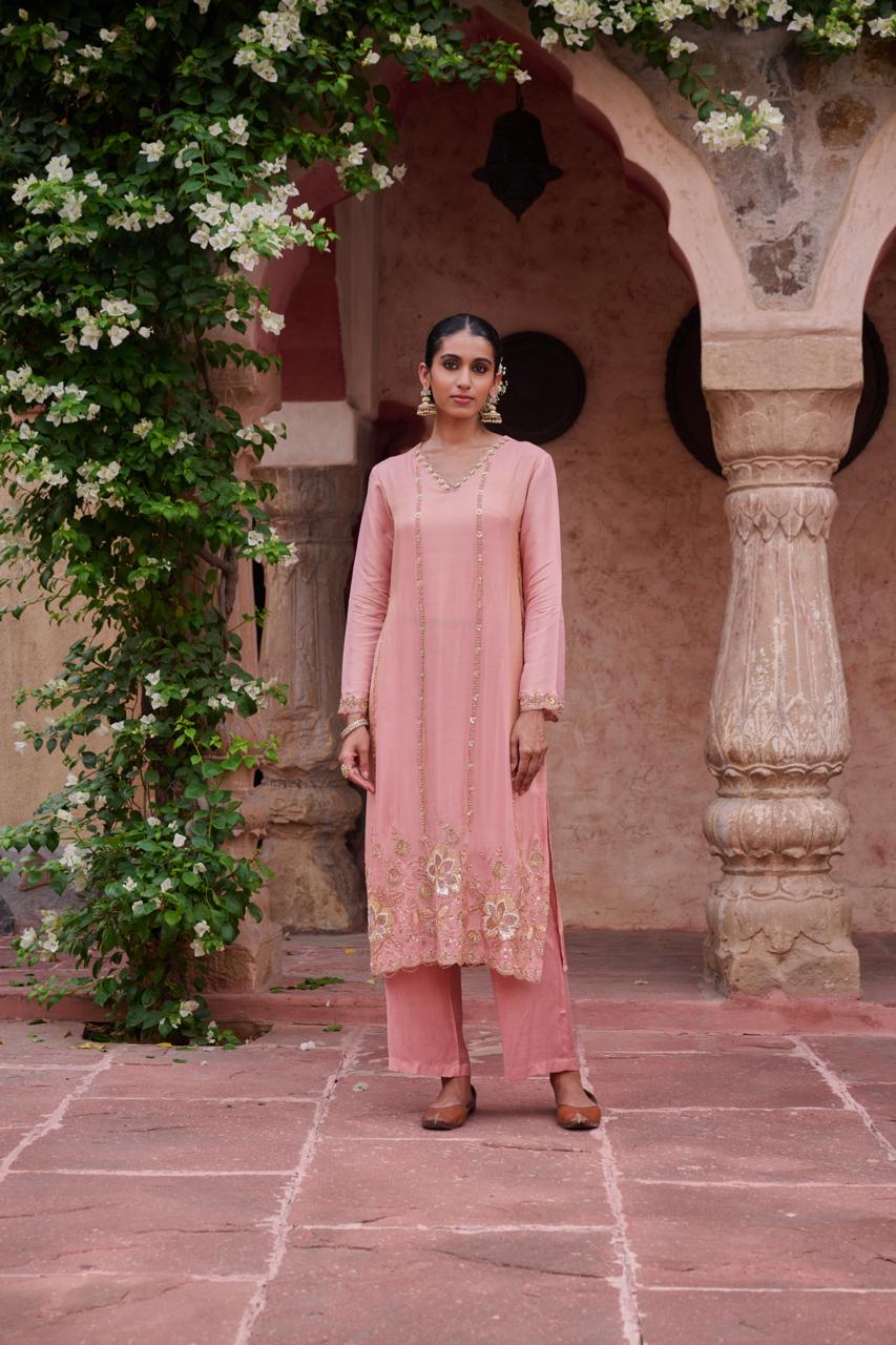 Tissue Shimmer Partywear 3PC Suit Set with Heavy Beads Work | Festive and Party Wear