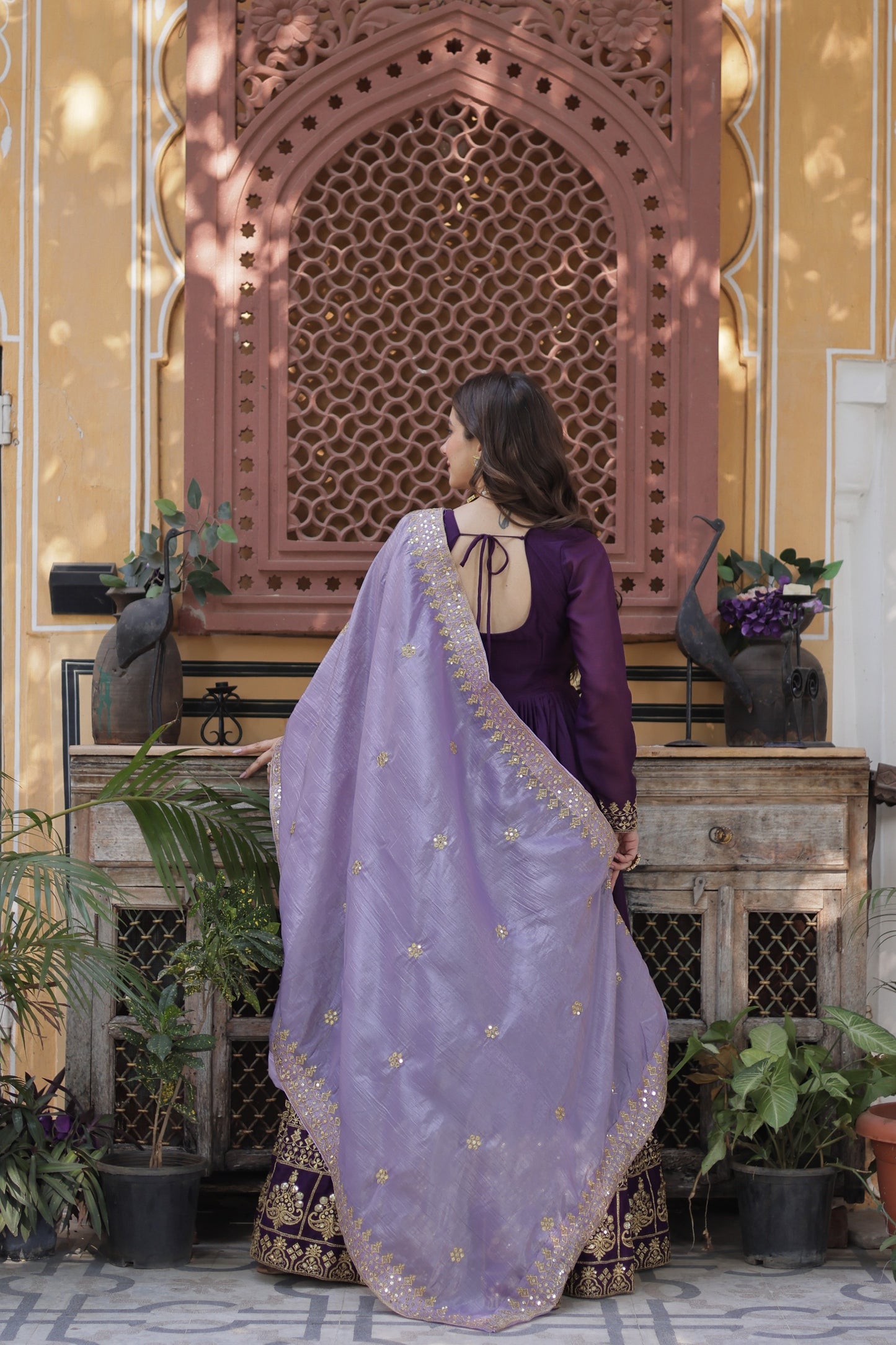 Royal Plum Embroidered Anarkali Set