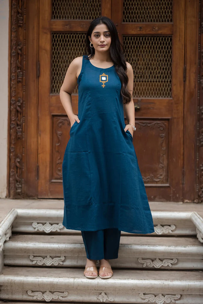 Yellow A-Line Top & Palazzo Set – Elegant Handcrafted Festive Co-ord | Laxurine Luxe Collection