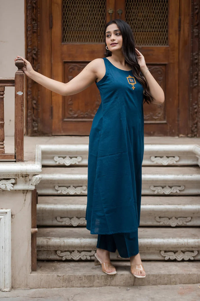 Yellow A-Line Top & Palazzo Set – Elegant Handcrafted Festive Co-ord | Laxurine Luxe Collection