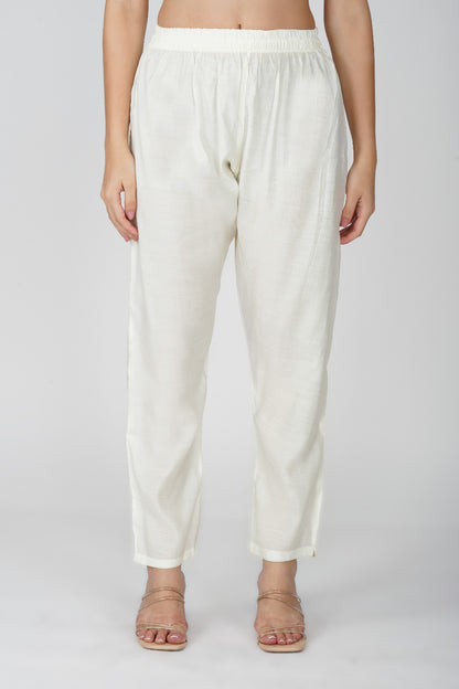 White Sleeveless Mirror Work Kurti Set with Dupatta