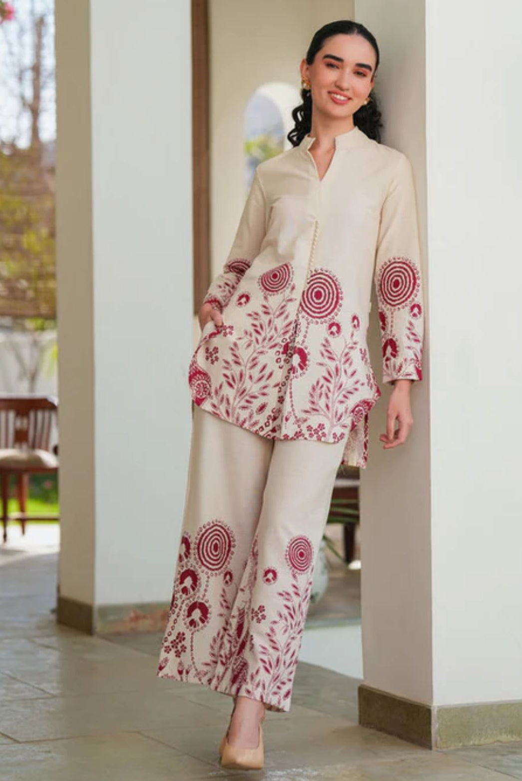 Ivory Rouge Floral Embroidered Co-ord Set